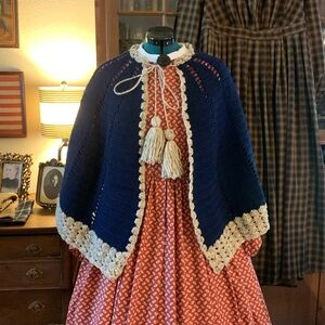 Civil War Victorian Crocheted Talma 100% Wool